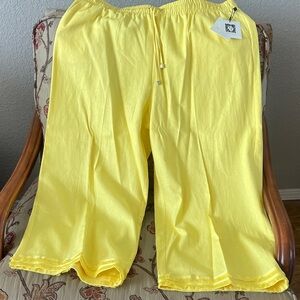 Anne Klein Sunny Yellow Linen-Blend Pants